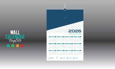 12 month 2026 wall vector calendar design