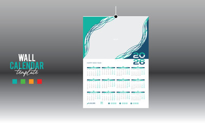 12 month 2026 wall vector calendar design