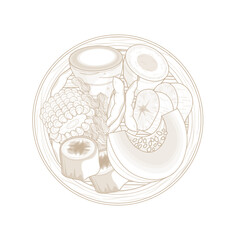 Vector Illustration Logo Line art Polo Pendem Indonesian Boiled Traditional Food 