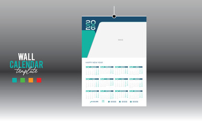 12 month 2026 wall vector calendar design