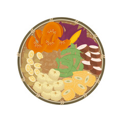 Vector Illustration Logo Clip art Top View Kue Tampah Or Tampah Cake Polo Pendem 