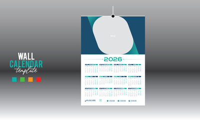 12 month 2026 wall vector calendar design
