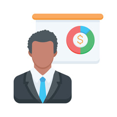 Businessman presenting a financial chart showing progress and growth metrics