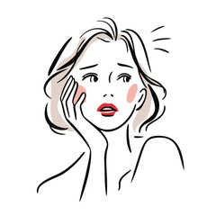 Beauty Line illustration of Emotional Woman Series – Surprise / Confusion / Wonder / Sadness