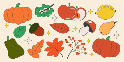 Autumn elements set, design elements hello autumn