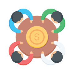 Business professionals discussing strategy around a table, concept flat vector of business meeting