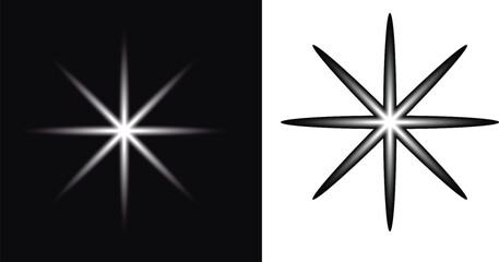 Elegant starburst design on contrasting or transparent  backgrounds for dynamic branding and modern design projects, shining bright with a touch of cosmic wonder