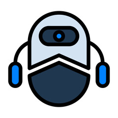 Robot Filled Icon — Futuristic AI and Technology Vector Illustration