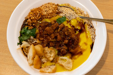 Tofu Nway Burmese Chickpea Tofu Dish Served with Soup and Burmese Tea