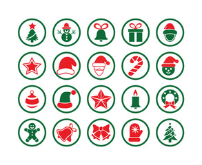 Christmas Icon Set – Red and Green Holiday Symbols Collection