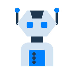 Robot Flat Icon — Futuristic AI and Technology Vector Illustration