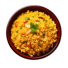 Poha, a simple and flavorful breakfast from Maharashtra, on isolated transparent background.