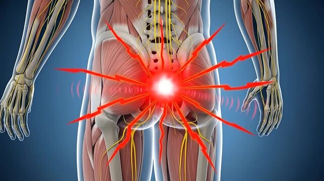 Visualizing coccyx and lower back pain radiating spinal discomfort physical strain