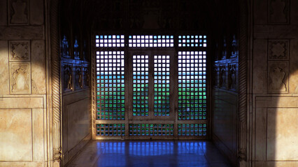 Corridor and pillars of Agra Fort (Qila Agra), Agra, Uttar Pradesh, India | UNESCO World Heritage Site