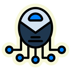 Robot Sticker Icon — Futuristic AI and Technology Vector Illustration
