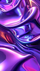 Flowing iridescent chrome surface with holographic reflections and vibrant colors.