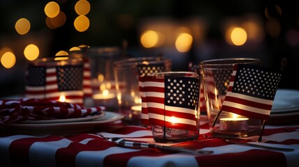 Memorial day celebration  a joyful backyard gathering with friends and family in patriotic spirit