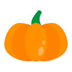 Pumpkin Flat Icon — Halloween Autumn Vegetable Vector Illustration