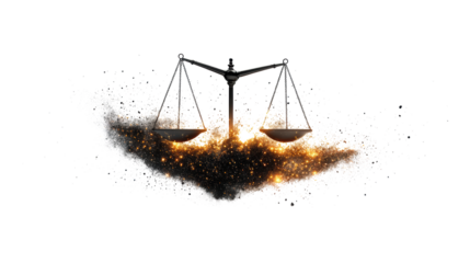 Zodiac Libra Scale with Starry Glow and Smoke  on Transparent Background