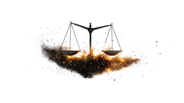 Zodiac Libra Scale with Starry Glow and Smoke  on Transparent Background - Powered by Adobe