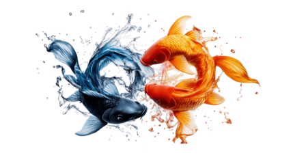 Yin Yang Fish Zodiac on Transparent Background