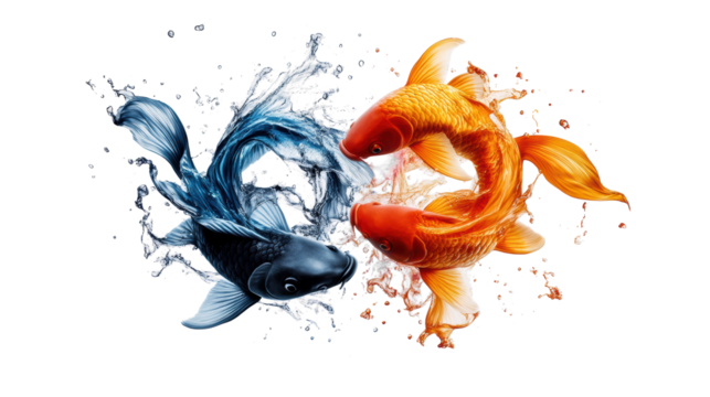 Yin Yang Fish Zodiac on Transparent Background - Powered by Adobe