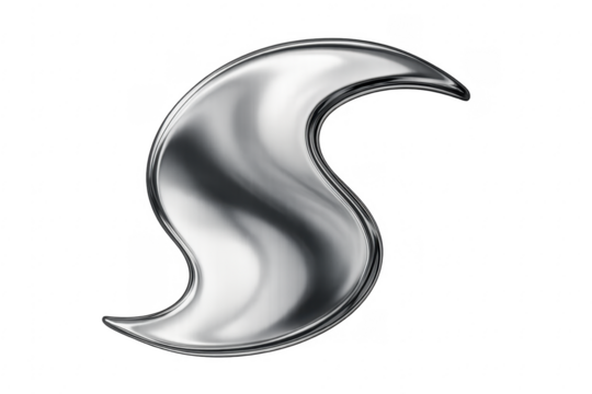 Abstract metallic s-shape liquid chrome element