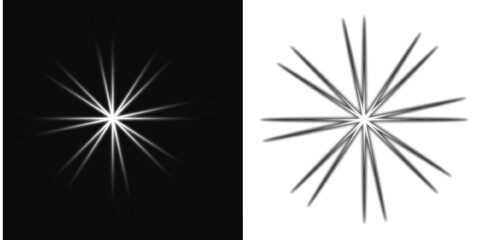 Dynamic radiating light effects on stark black and transparent backgrounds for modern design elements and creative projects for impactful visuals