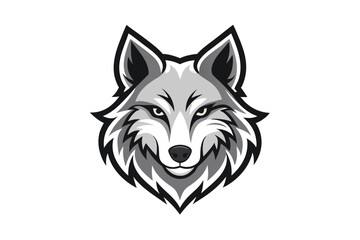 Naklejka premium wolf head logo vector in white background