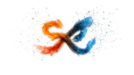 Fiery and Watery Zodiac Energies Unite in Infinity Symbol  on Transparent Background