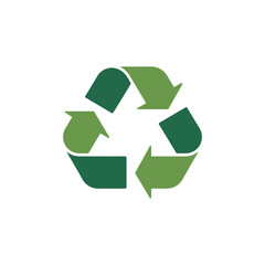 Obraz premium Green recycling symbol with three arrows for environmental sustainability on white background