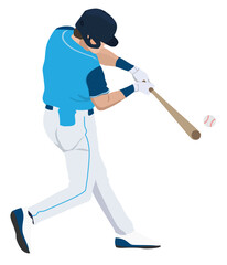 vector illustration of a baseball batter captured mid-swing, Baseball Player Hitting the Ball