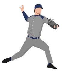 Baseball Pitcher Mid Throw