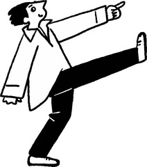 Male, full body, oblique, standing, vector line drawing