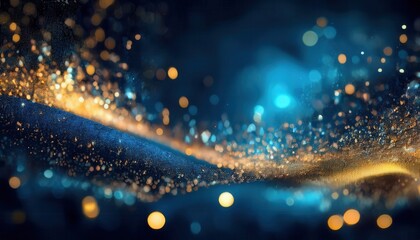 cosmic bokeh lights swirl in vibrant blue gold backdrop banner copy space