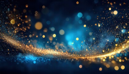 cosmic bokeh lights swirl in vibrant blue gold backdrop banner copy space