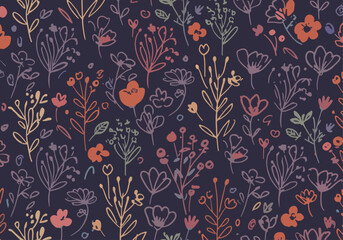 Summer pattern with hydrangea flowers drawn in pencil and watercolor for textiles and design