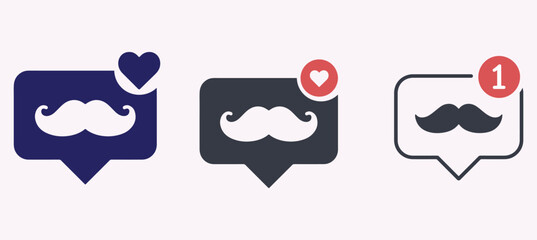 Movember social media like counter notification icons for a charity cause