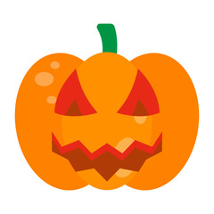 Jack O’ Lantern Flat Icon — Spooky Pumpkin Halloween Vector Illustration