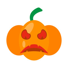 Jack O’ Lantern Flat Icon — Spooky Pumpkin Halloween Vector Illustration