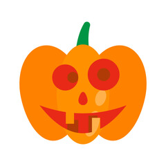 Jack O’ Lantern Flat Icon — Spooky Pumpkin Halloween Vector Illustration