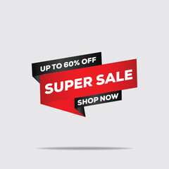 Red Super Sale Banner with 60% Discount – Modern Flash Sale Design
