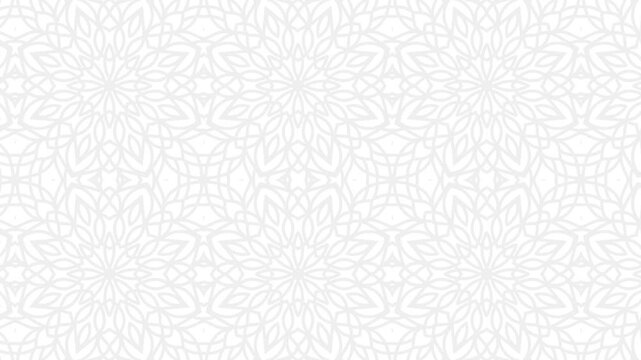 Abstract geometric seamless pattern in Arabesque style. 4k video background ornamental lines texture, elegant floral lattice, mesh. Traditional luxury background. Elegant gold and white ornament, repe