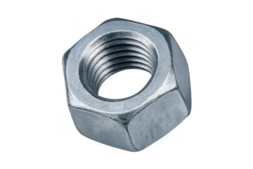 Metal hex nut showing internal screw thread