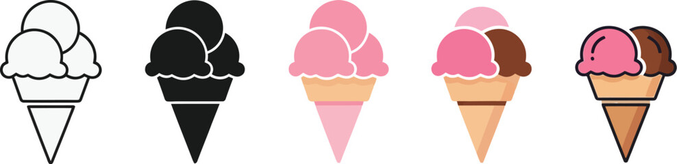 Ice cream cones in different styles