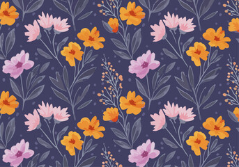 Big red flowers on green background. Design for print, wallpaper, textile