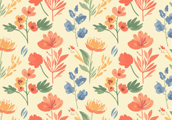 Obraz premium Vector EPS. Watercolor floral seamless pattern. Hand drawn illustration isolated on white background