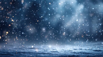 Serene winter snowfall at night with peaceful atmosphere