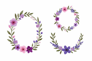 Watercolor Floral Wreath Bundle
