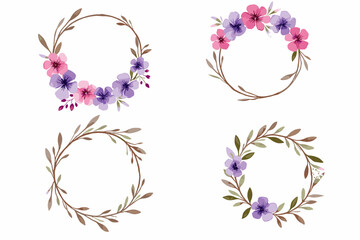 Watercolor Floral Wreath Bundle
